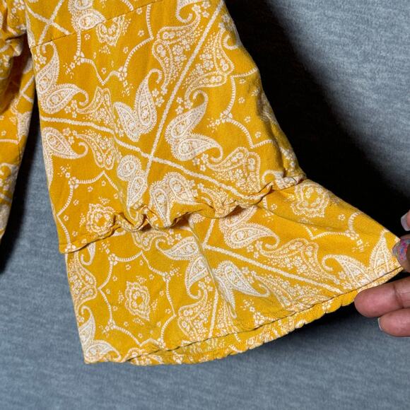 Yellow Patterned Women's Blouse - Picture 2 of 5